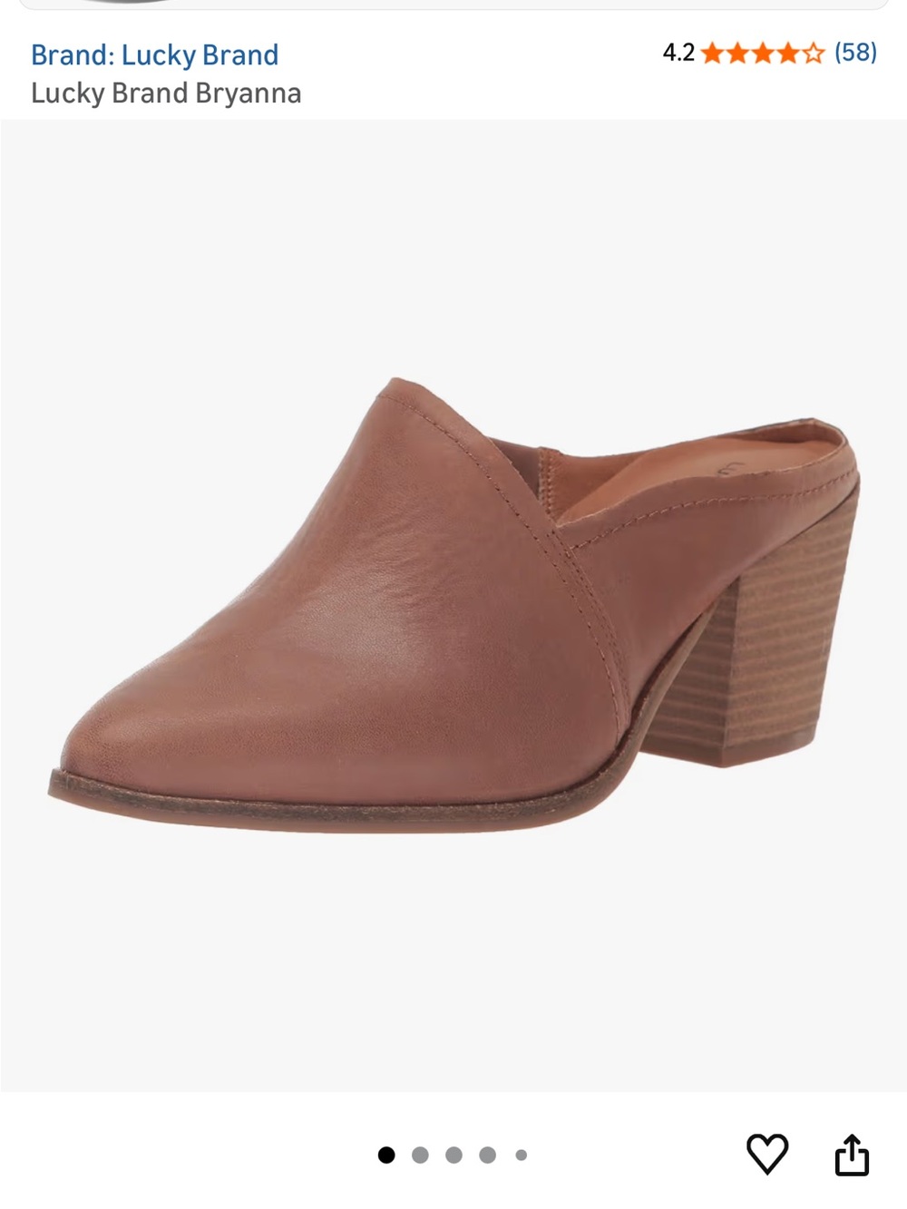 Lucky Brand Bryanna Pointed Toe Mule in Cognac Brown size 8 never worn - Picture 3 of 5